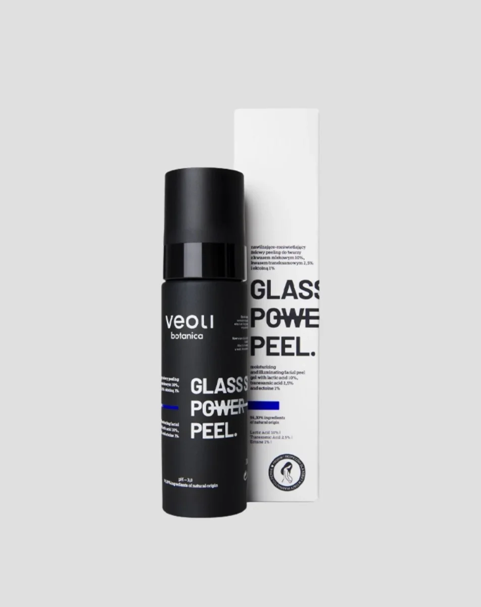 Glass skin power -geelikasvojen kuorinta maitohapolla, traneksaamihapolla ja ektoiinilla Veoli Botanica