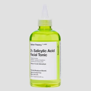 2 % salisyylihappoa sisältävä hoitoaine vähentää epätäydellisyyksiä Supacylic 2% Tonic Carbon Theory