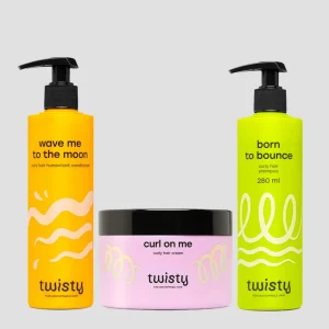 Twisty-hoitosetti kiharille ja laineikkaille hiuksille – puhdistus, hoito ja muotoilu