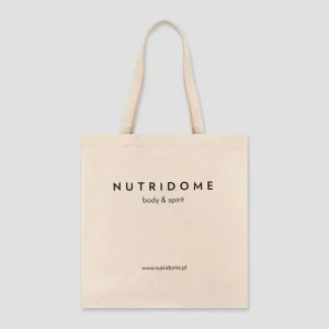 Painettu luomupuuvillainen ostoskassi écru Nutridome Nutridome
